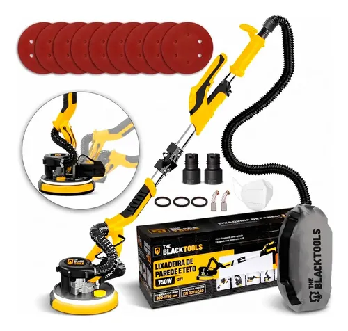 Lixadeira Teto E Parede Telescopica Profissional Com Led E Saco Coletor The Black Tools Btl750 750w