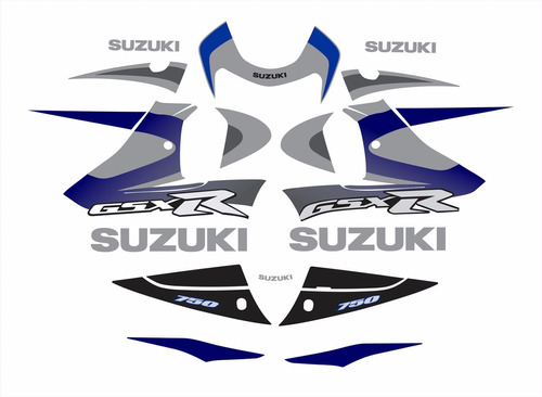 Kit Adesivos Decorativos Suzuki Gsxr 750 2000 Preta E Prata