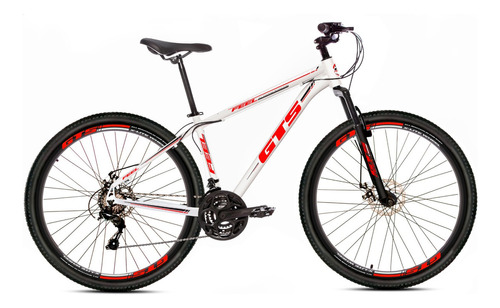 Bicicleta Aro 29 Gts Feel Aluminio 27v Freio Hidráulico Cor Branco/vermelho Tamanho Do Quadro 19