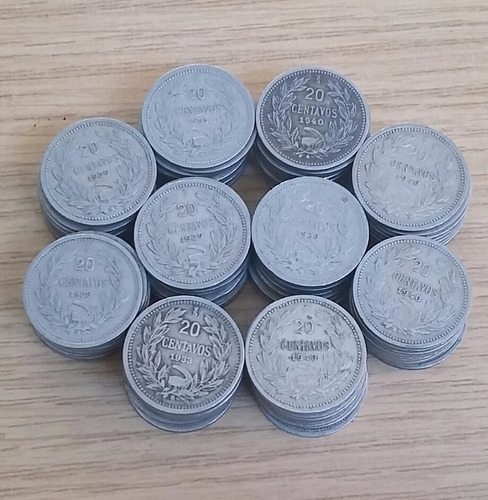 Lote 100 Monedas De 20 Centavos Nickel Diferentes Años
