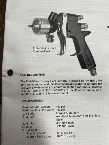 Pistola Pulverizada Dévilbis Hvlp Flg4, C.a.13.5pcm@23 Psi,