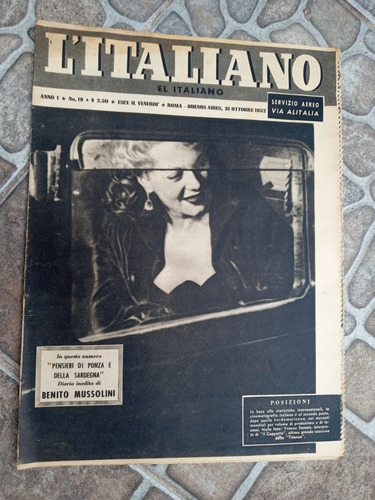 Revista El Italiano Año 1 - N.19 - Año 1952 - Yvonne Sanson