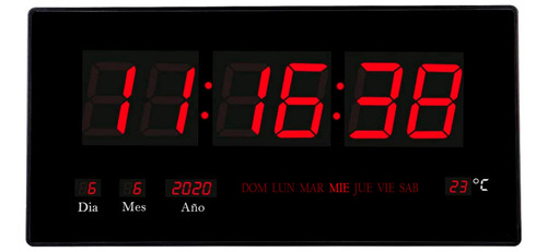 Reloj Digital Pared Luz Led Hora Fecha Temperatura