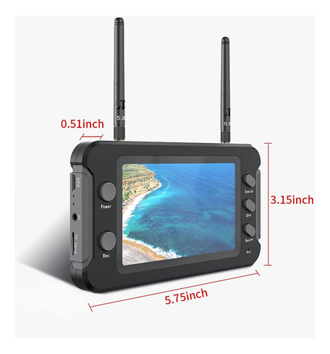 Socloood 43 Fpv Monitor Con Dvr 40ch 800 X 480 Ips Receptor