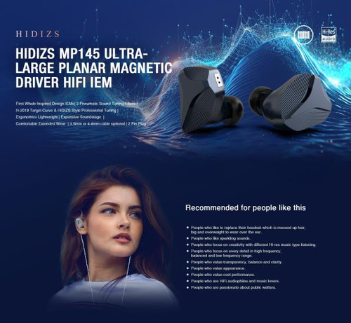 Linsoul Hidizs Mp145 Monitor Intrauditivo, Controlador Magné