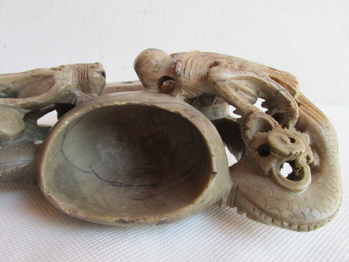 Antigua Figura Oriental Piedra Jabon A Mano Deco Vitrina #l