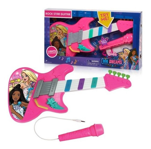 Imagen 1 de 6 de Guitarra Barbie Rock Star Con Microf Luces Y Sonidos
