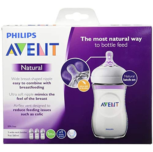 Philips Avent - Biberón Natural 9oz - Pack De 3