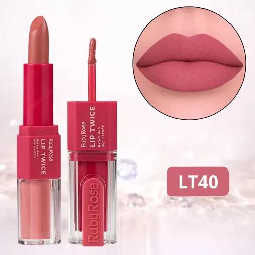 Batom Duo Matte Líquido E Bala Lip Twice Ruby Rose Lt40