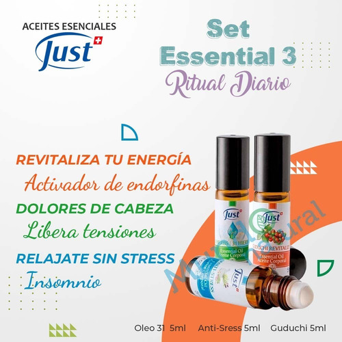 Imagen 2 de 8 de Set De Aceites Swiss Just Essential 3 Y Estuche Negro