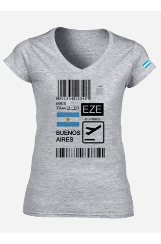 Remera Mujer Escote V Spun - Buenos Aires Ticket Aereo