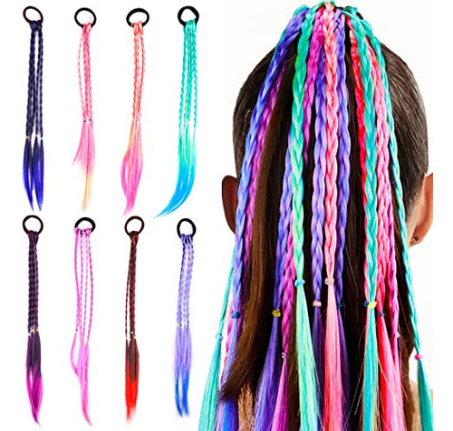 8 Piezas Trenzas De Colores Ex Iones De Cabello Con B