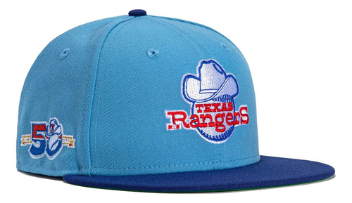 Gorra New Era  Rangers Texas 59fifty Plana 50th Light Blue