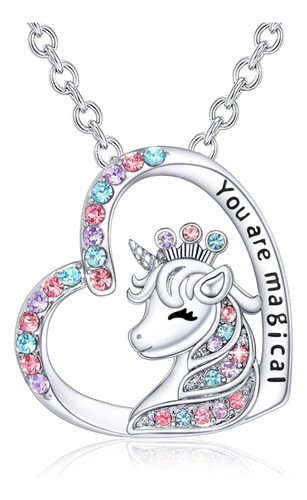 Sjx Set Unicornio Collar Dije Pulsera Aretes Y Anillo