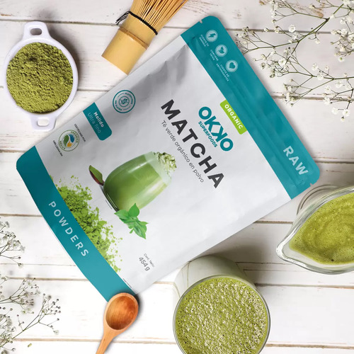 Matcha Organico En Polvo Okko 454g Sin Azúcar Ni Lactosa