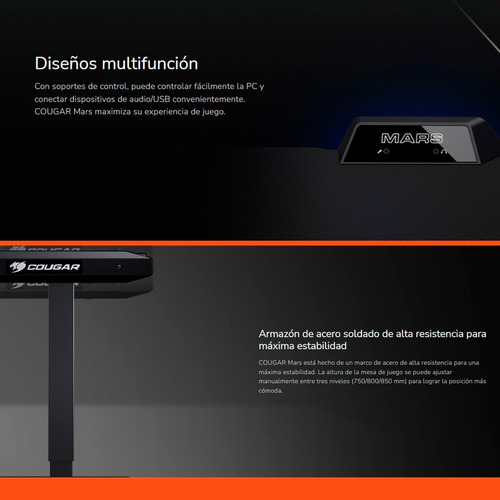Imagen 8 de 10 de Escritorio De Pc Gamer Cougar Mars Rgb Gaming 153cm X 77cm