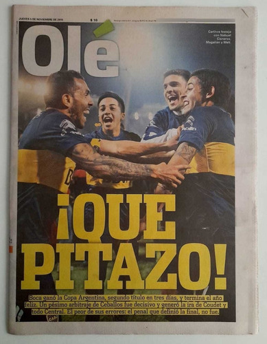 Diario Ole 05/11/2015 - Boca Campeon Copa Argentina 2015 Fs