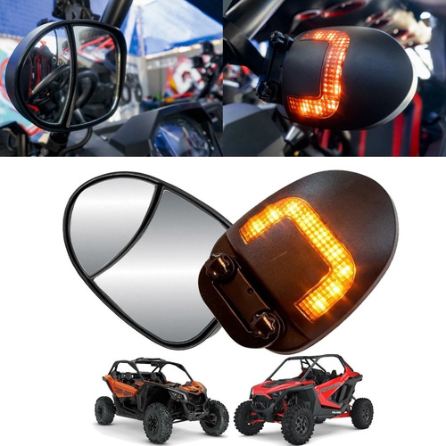 Espejos Retrovisor Luz Led Utv Polaris Can Am Razor Maverick