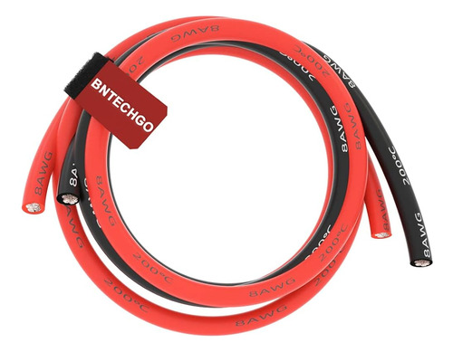 Bntechgo Cable De Silicona De Calibre 8, 5 Pies, Rojo Y 5 Pi