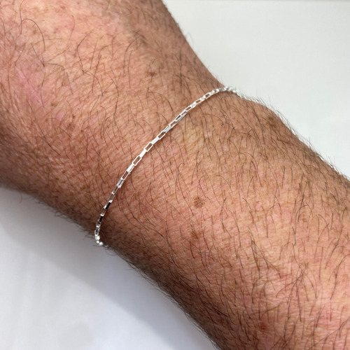 Pulseira Com Elos Retangulares Em Prata 925 - 19,8cm