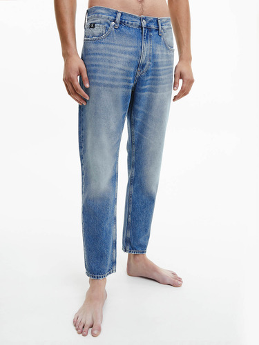 Jeans Dad Con Efecto Desteñido Celeste Calvin Klein