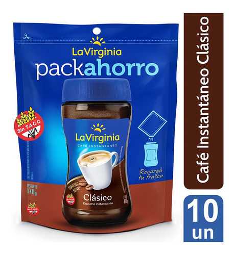 La Virginia Cafe Instantaneo Clasico Doypack 170 Gr X 10 Un