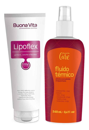 Kit Fluido Térmico Spray E Lipoflex Redutor Gordura Celulite