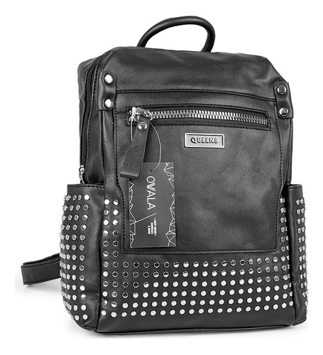 Mochilas Mujer Cuero Sintetico Tachas Urbanas Negras
