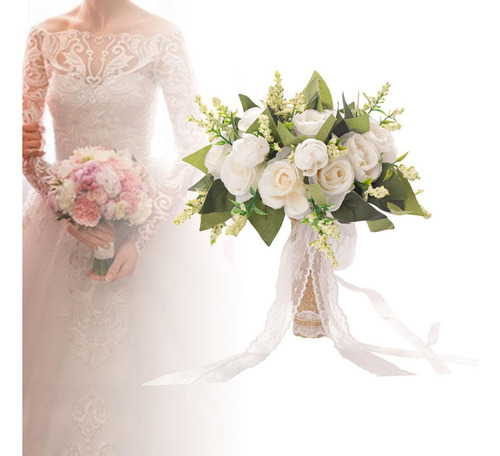 . Pequeñas Rosas Artificiales De Pe For Novias Con Blanco