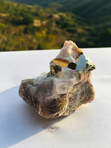 Anhidrita Angelita Con Pirita Mineral 100% Natural