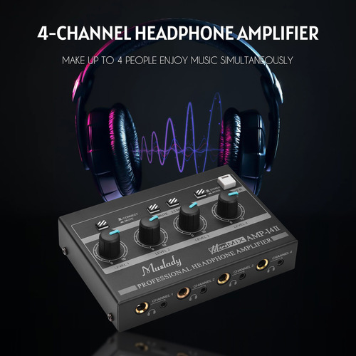 Imagen 7 de 9 de Muslady Amp-14 - Amplificador Para Auriculares (4 Canales, E