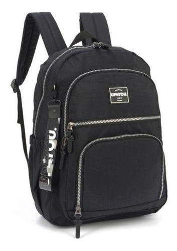 Mochila Escolar Notebook Crinkle Tactel Up4you - Preto