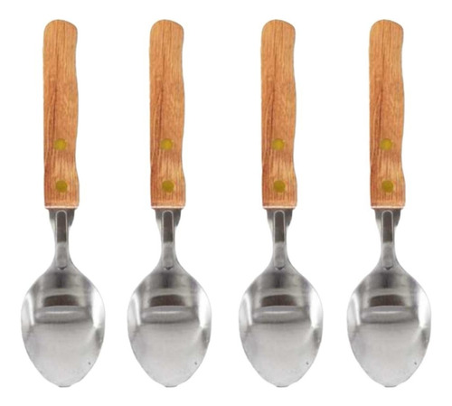 Set 4 Cucharas Mango De Madera