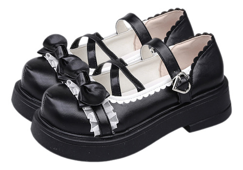 Zapatos De Cuero Lolita Con Correa En El Tobillo Para Cospla