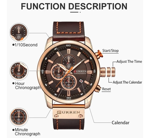 Relogio Masculino Pulseira De Couro Original Curren 8291