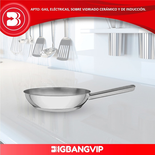 Imagen 3 de 6 de Sartén Tramontina Brava 24cm Acero Inoxidable Triple Fondo