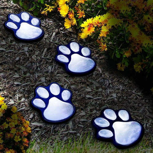 4 Luces Solares Con Estampado De Patas De Perro, Farol Led D
