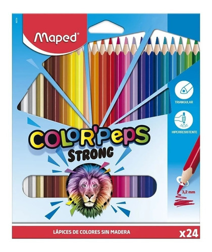 Imagen 1 de 1 de Maped Color Peps Strong 24 Lápices De Colores Resina 862724