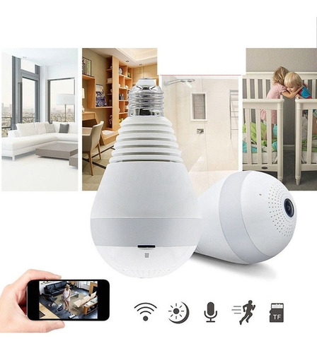 Lampara Wifi Led Ip Hd Camara Seguridad 360° Espia Parlante