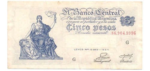 Billete Progreso 5 Pesos Bot 1867 Palarea Revestido Serie G