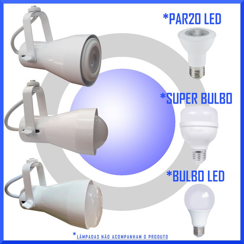Imagem 2 de 6 de Kit 5x Spots Trilho Perfilado Eletro Calha Par20 Bulbo Led