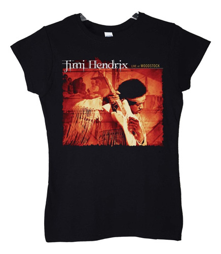 Polera Mujer Jimi Hendrix Live In Woodstock Rock Abominatron