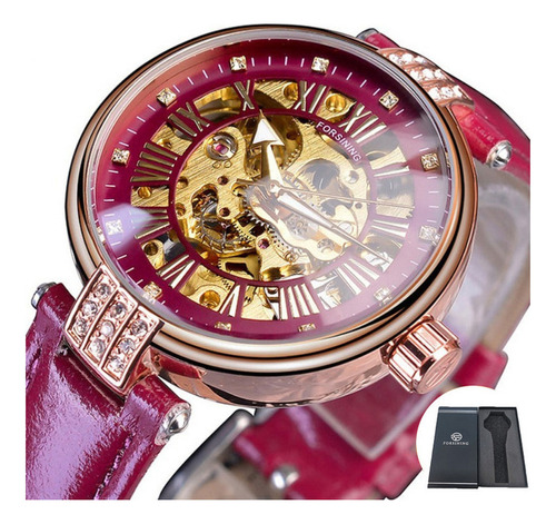 Reloj Mecánico Forsining Casual Con Diamantes Huecos