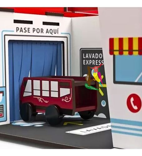 Juguete Estacion De Servicio Madera Encastrable Pista Niños