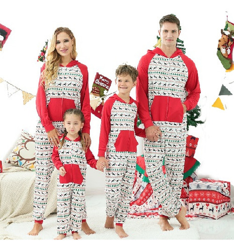 Conjunto De Pijamas De Navidad Con Estampado De Renos Y Alce