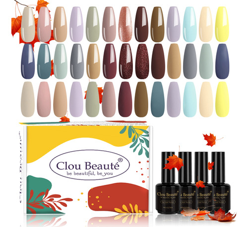 Clou Beaute - Juego De 20 Esmaltes De Unas De Gel, Colores D