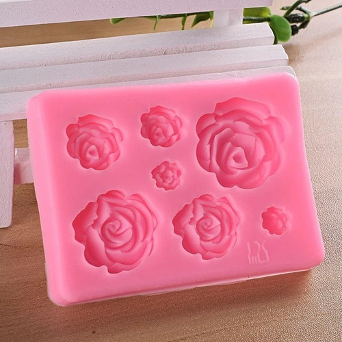 Imagen 4 de 7 de Molde Silicona Rosas X7 Repostería Porcelana Fondant