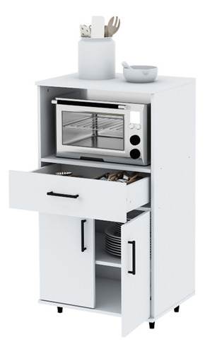 Mueble Rack De Cocina Porta Microondas Y Grill Blanco Oferta
