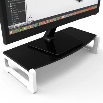 Imagem 2 de 2 de Suporte Monitor Acrilico Branco 10cm X 45cm X 25cm X 15mm