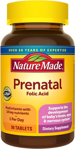 Suplemento Prenatal Con Ácido Fólico Nature Made 90 Tabletas